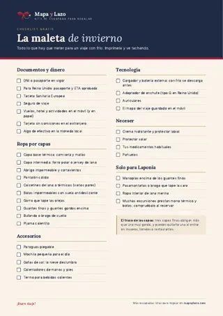 Checklist de la maleta de invierno